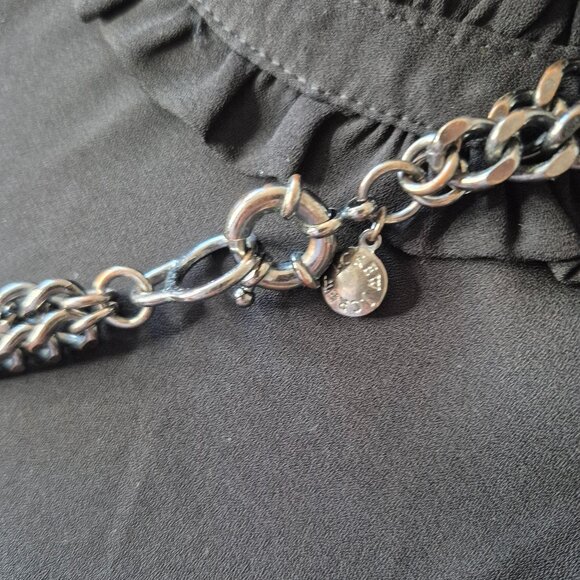 J. Crew Pearl Cluster Clear Crystal Gunmetal Chain Statement Necklace - Picture 4 of 6